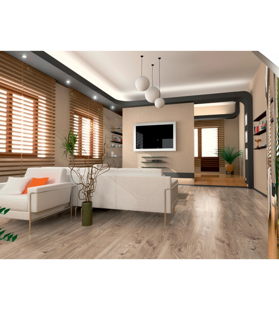 Pavimento laminato rovere beige 12mm ac5 1,387 m² linea mammut